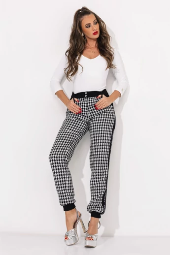 Amnesia - Dajan Fekete/Fehér/Tyúkláb Mintás Nadrág