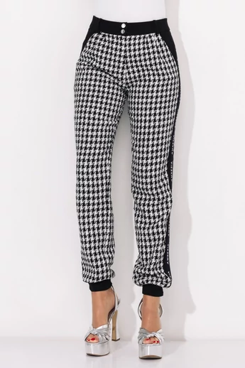 Amnesia - Dajan Fekete/Fehér/Tyúkláb Mintás Nadrág