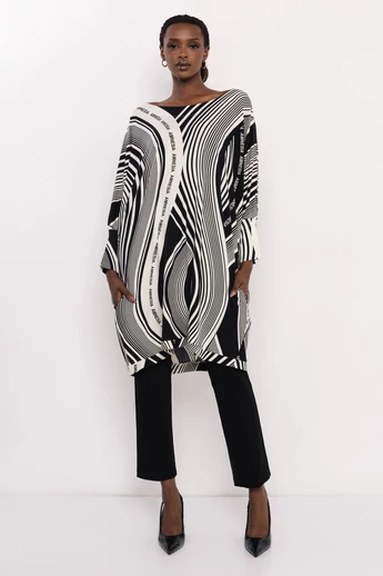 Amnesia - Piber Mintás Fekete-Fehér Tunika