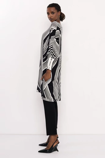 Amnesia - Piber Mintás Fekete-Fehér Tunika