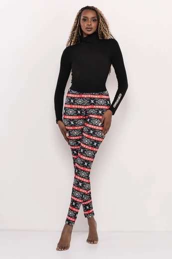 Amnesia - Trux Fekete-Piros Hópihe-Mintás Leggings