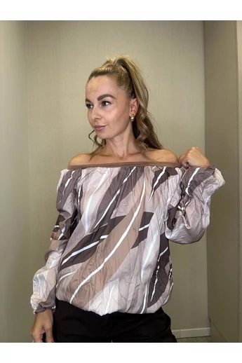 Blue Nature - Petra Barna-Világosbarna Mintás Felső