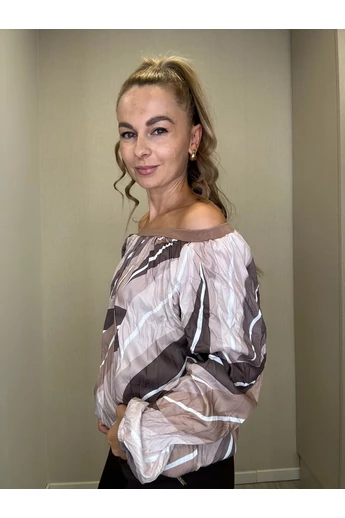 Blue Nature - Petra Barna-Világosbarna Mintás Felső