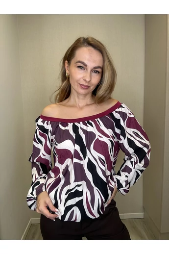 Blue Nature - Petra Mintás Ecrü-Padlizsán Felső