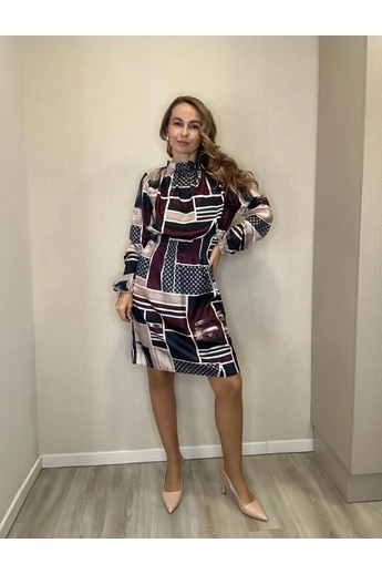 Blue Nature - Teresa Mintás Bézs-Bordó Ruha