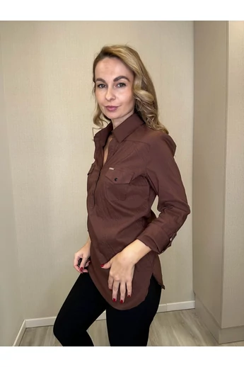 Blue Nature - 3Patentos Sötétbarna Blúz