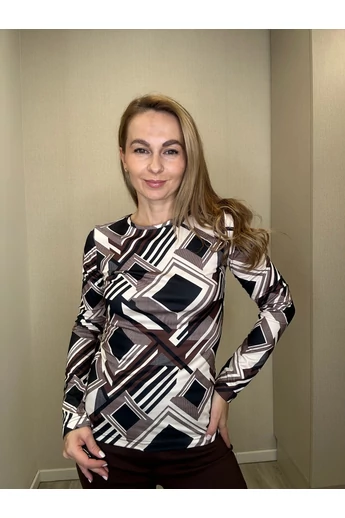 Blue Nature - Betti Mintás Ecrü-Sötétbarna Felső/Bolyhos Pamut