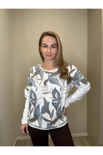 Blue Nature – Ylena Mintás Ecrü-Sötétkék Felső