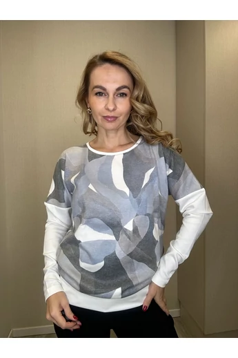 Blue Nature – Ylena Mintás Ecrü-Kék Felső