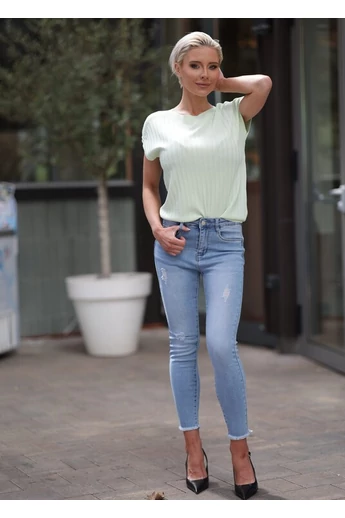 Envy - Szaggatott-Koptatott Világoskék Farmernadrág