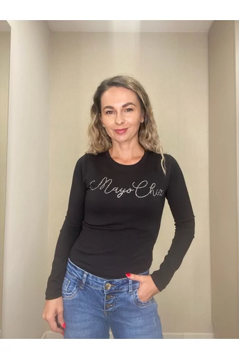 Mayo Chix - Light Fekete Strasszos Felső