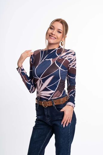 Mayo Chix - Kenya Mintás Sötétbarna-Kék Felső