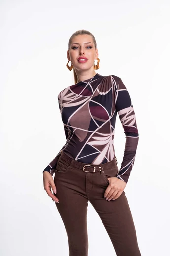 Mayo Chix - Kenya Mintás Sötétbarna-Bordó Felső