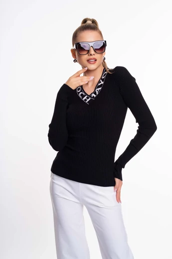 Mayo Chix - Vulkán Fekete Kötött Pulóver