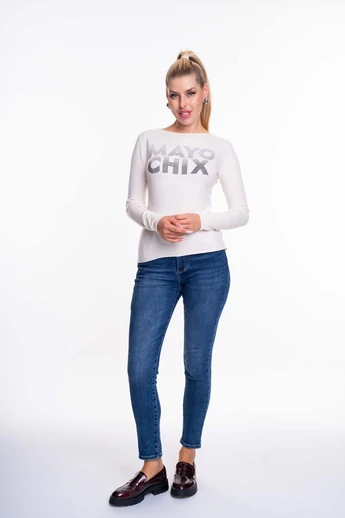 Mayo Chix - Nápoly Ecrü Pulóver/Átmenetes Strassz