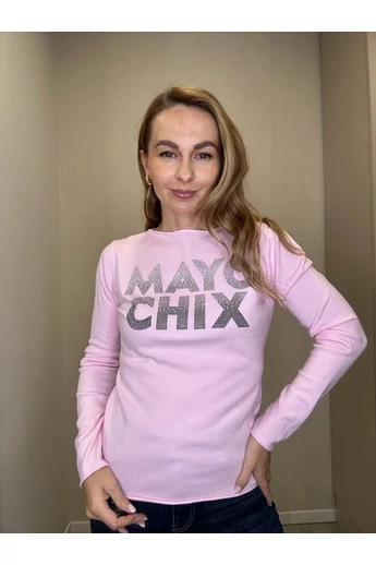 Mayo Chix - Nápoly Rózsaszín Pulóver/Átmenetes Strassz