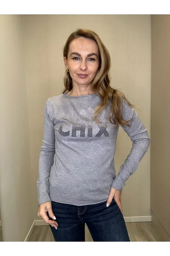 Mayo Chix - Nápoly Szürke Pulóver/Átmenetes Strassz