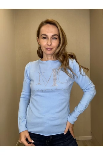 Mayo Chix - Nápoly Világoskék Pulóver/Nagystrasszos