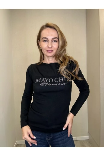 Mayo Chix - Nápoly Fekete Pulóver/Glitter