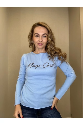 Mayo Chix - Nápoly Világoskék Kötött Felső/Glitter