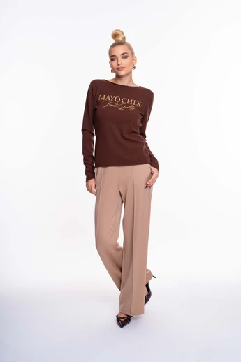 Mayo Chix - Nápoly Sötétbarna Pulóver/Dombornyomott