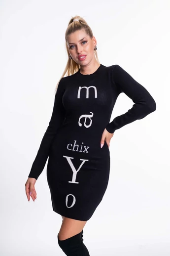 Mayo Chix - Kiss Fekete Kötött Ruha