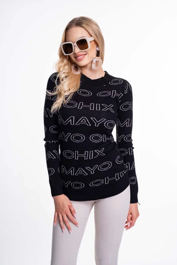 Mayo Chix - Pear Fekete-Bézs Kötött Pulóver
