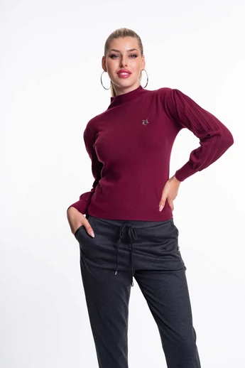 Mayo Chix - Csobánka Bordó Kötött Pulóver