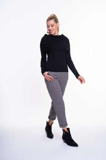 Mayo Chix - Rubic Fekete Kötött Pulóver