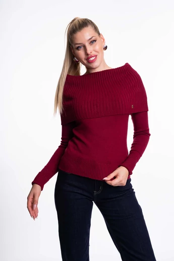 Mayo Chix - Rubic Bordó Kötött Pulóver