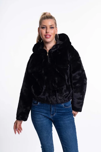 Mayo Chix - Antique Fekete Műszőrme Dzseki