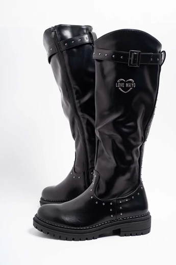 Mayo Chix - 4246 Szegecses Fekete Csizma