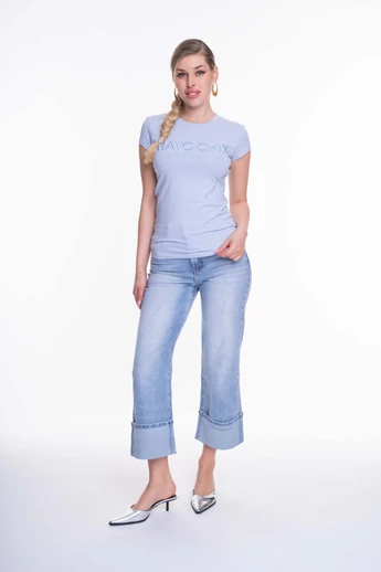 Mayo Chix - Light Hímzett Világoskék Póló