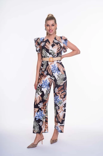 Mayo Chix - Jesolo Fekete Virág-Mintás Overál