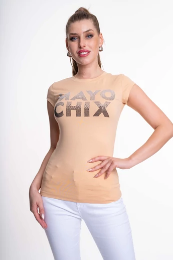 Mayo Chix - Light Bézs Póló/Átmenetes Strassz