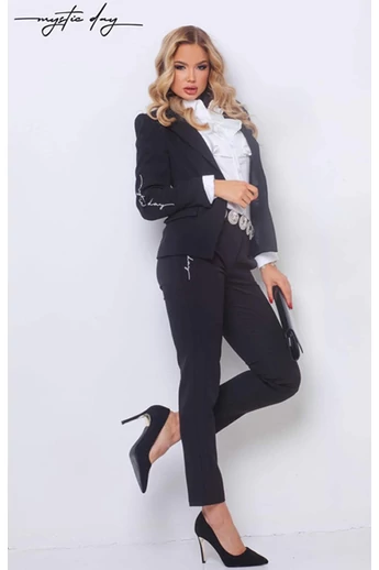 Mystic Day - Toscana Hímzett Fekete Nadrág