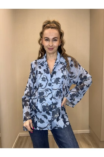 BEST - Kék Virágmintás Blúz