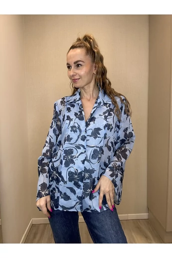BEST - Kék Virágmintás Blúz