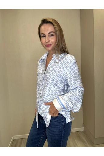 BEST - Mintás Kék Blúz