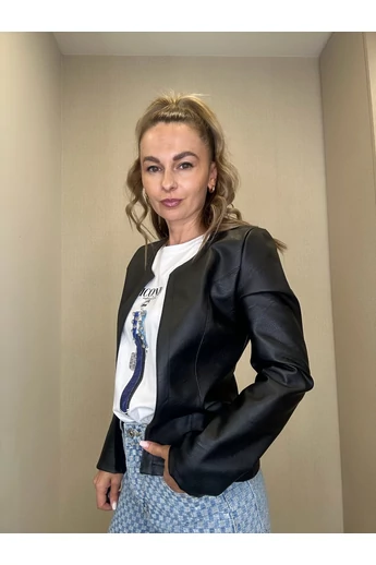 BEST - Műbőr Fekete Blézer