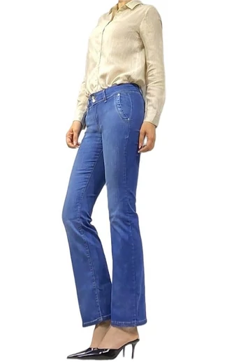 Twister - Melly Koptatott Kék Trapéz Farmernadrág