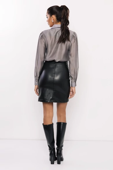 Amnesia - Aurora Fekete Műbőr Szoknya