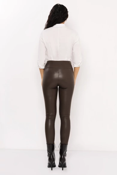 Amnesia - Vica Sötétbarna Bőrhatású Leggings