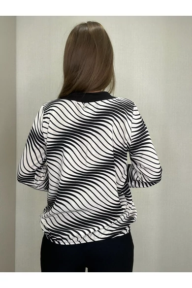 Blue Nature - Selina Bézs-Fekete Csíkos-Mintás Felső