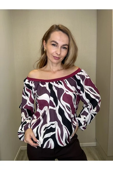 Blue Nature - Petra Mintás Ecrü-Padlizsán Felső