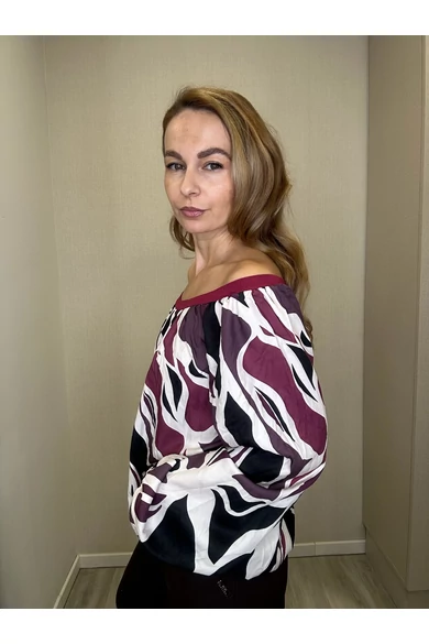 Blue Nature - Petra Mintás Ecrü-Padlizsán Felső