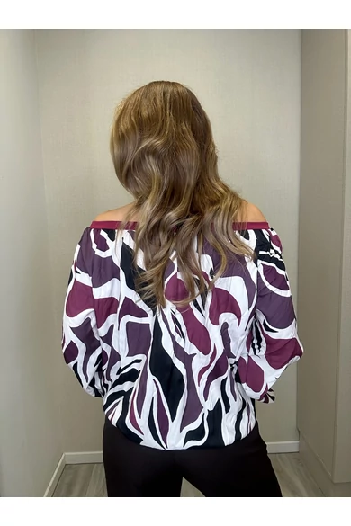 Blue Nature - Petra Mintás Ecrü-Padlizsán Felső