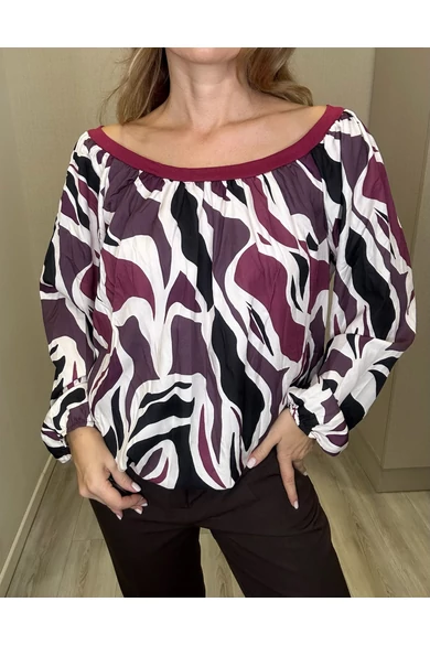 Blue Nature - Petra Mintás Ecrü-Padlizsán Felső