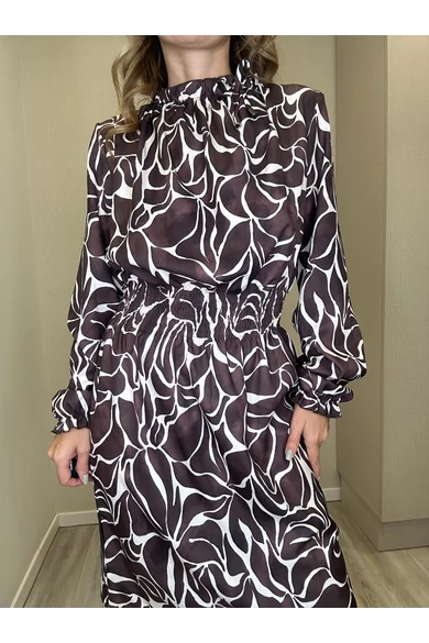 Blue Nature - Teresa Mintás Fehér-Sötétbarna Ruha