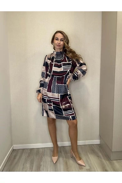 Blue Nature - Teresa Mintás Bézs-Bordó Ruha